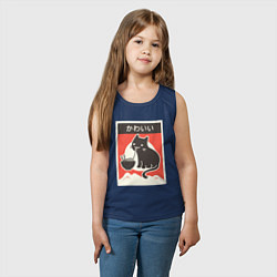 Майка детская хлопок Котик и рамен, цвет: тёмно-синий — фото 2