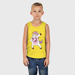Майка детская хлопок Dabbing Unicorn, цвет: желтый — фото 2
