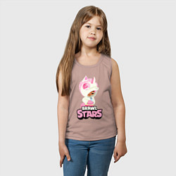 Майка детская хлопок Leon Unicorn Brawl Stars, цвет: пыльно-розовый — фото 2