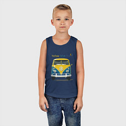 Майка детская хлопок Я люблю вас Yellow-blue bus, цвет: тёмно-синий — фото 2