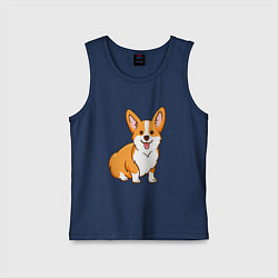 Майка детская хлопок Корги, цвет: тёмно-синий