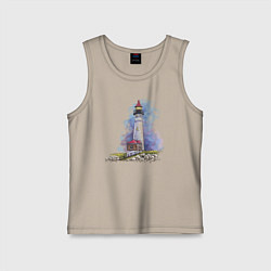 Майка детская хлопок Crisp Point Lighthouse, цвет: миндальный