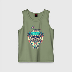 Майка детская хлопок Skull Summer, цвет: авокадо