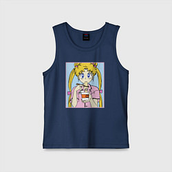 Майка детская хлопок Sailor Moon Usagi Tsukino, цвет: тёмно-синий
