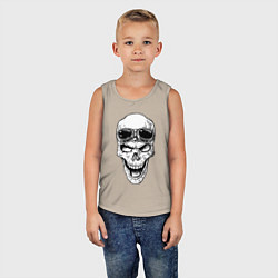 Майка детская хлопок Skull and glasses, цвет: миндальный — фото 2
