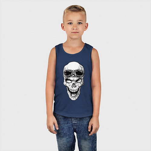 Детская майка Skull and glasses / Тёмно-синий – фото 5