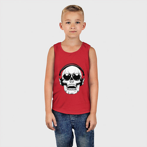 Детская майка Skull Music lover / Красный – фото 5