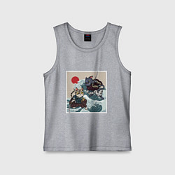 Майка детская хлопок Битва японских котов Z, цвет: меланж