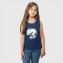 Майка детская хлопок Полнолуние Французский бульдог, цвет: тёмно-синий — фото 2