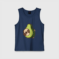 Майка детская хлопок Мопс-авокадо, цвет: тёмно-синий