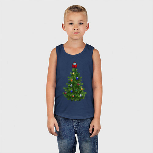 Детская майка Among us елка / Тёмно-синий – фото 5