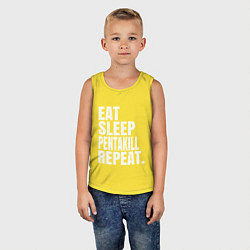 Майка детская хлопок EAT SLEEP PENTAKILL REPEAT, цвет: желтый — фото 2