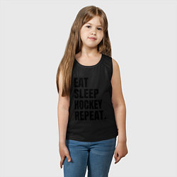 Майка детская хлопок EAT SLEEP HOCKEY REPEAT, цвет: черный — фото 2
