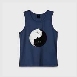 Майка детская хлопок Yin and Yang cats, цвет: тёмно-синий