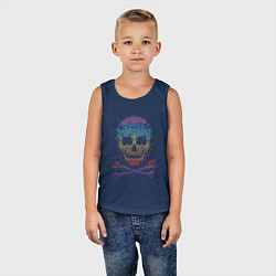 Майка детская хлопок Пиксельный череп, цвет: тёмно-синий — фото 2