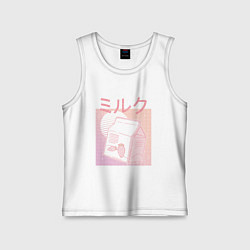 Майка детская хлопок Vaporwave Strawberry Milk, цвет: белый