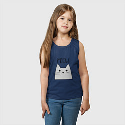 Майка детская хлопок Котик - Мяу, цвет: тёмно-синий — фото 2