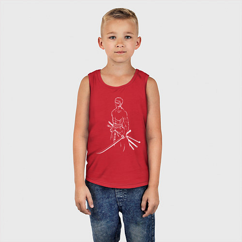 Детская майка Лайн Арт Зоро из One Piece / Красный – фото 5
