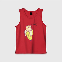 Майка детская хлопок Кот в банане, цвет: красный