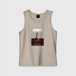 Майка детская хлопок Челюсти Jaws, цвет: миндальный