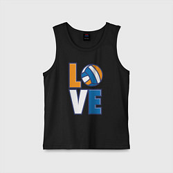 Майка детская хлопок Love Volleyball, цвет: черный