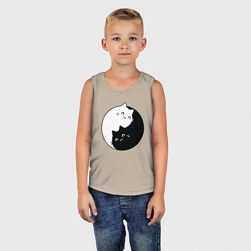 Детская майка Инь Ян Котики / Миндальный – фото 5