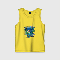 Майка детская хлопок Майнкрафт Под водой, цвет: желтый