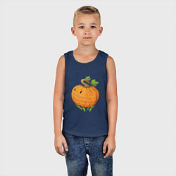 Майка детская хлопок Недовольная тыква, цвет: тёмно-синий — фото 2