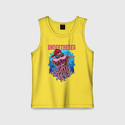 Майка детская хлопок Осьминог в очках, цвет: желтый