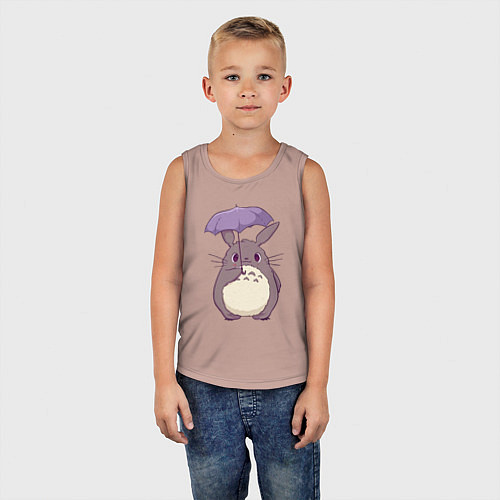 Детская майка Кавайный Тоторо с зонтиком / Пыльно-розовый – фото 5