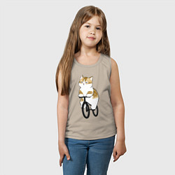 Майка детская хлопок Котик на велосипеде, цвет: миндальный — фото 2