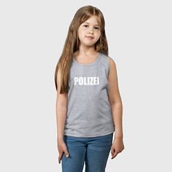 Майка детская хлопок POLIZEI Полиция Надпись Белая, цвет: меланж — фото 2