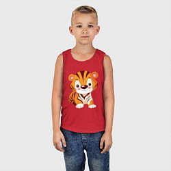 Майка детская хлопок Little Tiger, цвет: красный — фото 2