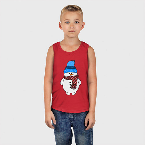 Детская майка Снеговик в шапочке / Красный – фото 5