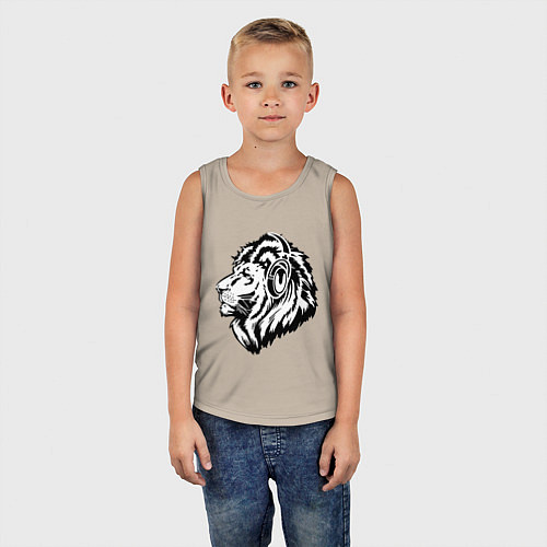 Детская майка Лев в наушниках / Миндальный – фото 5