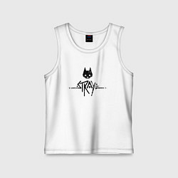 Майка детская хлопок Stray: Black Logo, цвет: белый