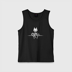 Майка детская хлопок Stray: White Logo, цвет: черный
