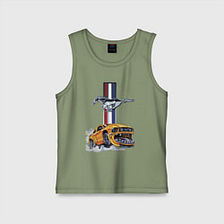 Майка детская хлопок Мустанг раскрыл пасть!, цвет: авокадо