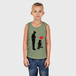 Майка детская хлопок Banksy ребенок на велосипеде, цвет: авокадо — фото 2