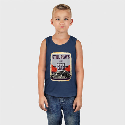 Детская майка Still plays with cars Retro / Тёмно-синий – фото 5
