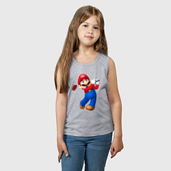 Майка детская хлопок Марио - крутейший гольфист Super Mario, цвет: меланж — фото 2
