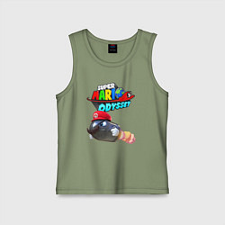 Майка детская хлопок Super Mario Odyssey Bullet Bill Nintendo, цвет: авокадо