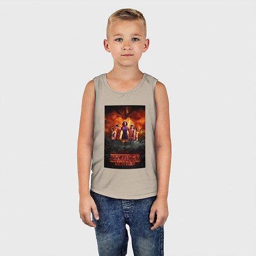 Детская майка Очень странные дела, персонажи / Миндальный – фото 5