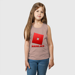 Майка детская хлопок ROBLOX логотип красный градиент, цвет: пыльно-розовый — фото 2
