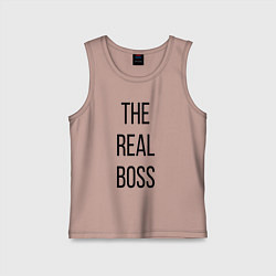 Майка детская хлопок The real boss!, цвет: пыльно-розовый