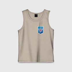 Майка детская хлопок Синий герб России, цвет: миндальный