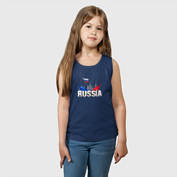 Майка детская хлопок Russia объемный текст, цвет: тёмно-синий — фото 2