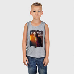 Майка детская хлопок STRAY FOLLOW MEOW, цвет: меланж — фото 2