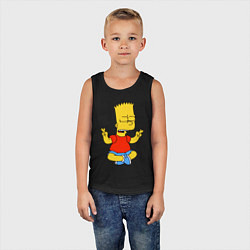 Майка детская хлопок Барт Симпсон - сидит со скрещенными пальцами, цвет: черный — фото 2