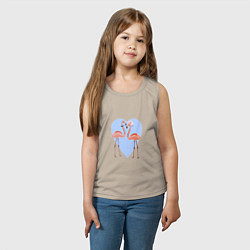 Майка детская хлопок Розовые фламинго на фоне голубого сердца в горошек, цвет: миндальный — фото 2